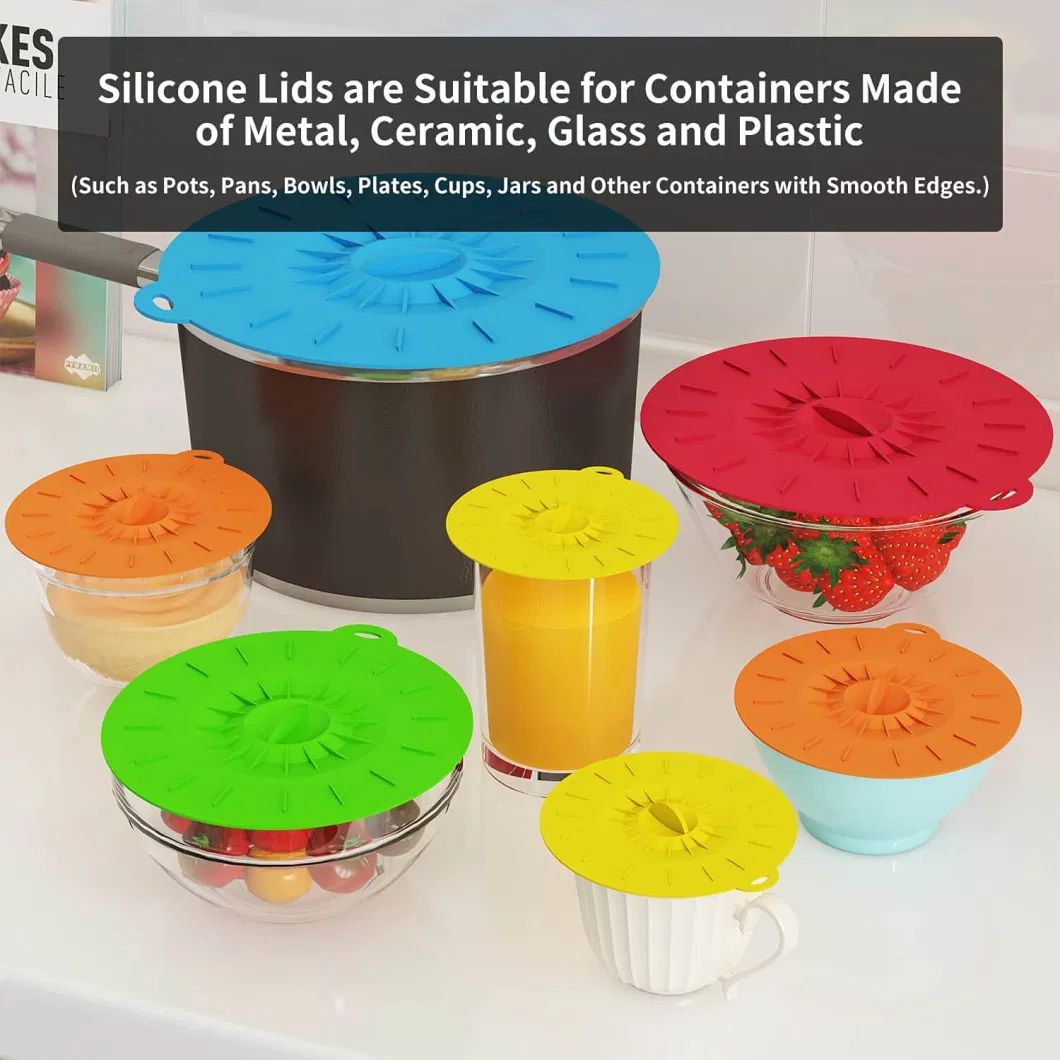 Silicone Lids Microwave Splatter Cover Reusable Food Suction Lids Fits Cups Bowls Plates