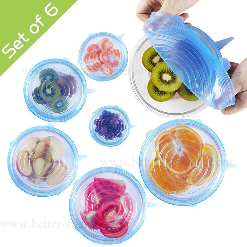 Universal Food Grade Silicone Stretch Bowl Lids for Containers/Cups/Plates/Pots/Cans