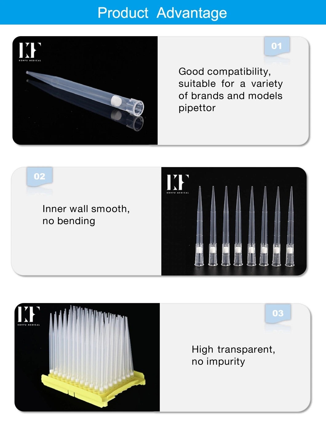 ISO Good Production Technology 100%PP Tecan Automatic/Automation Pipette Tips 20UL Forprotein Purification